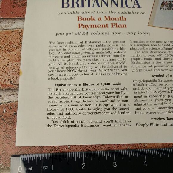 Encyclopaedia Britannica - "Measure Up to Kids Next Door" - Vtg 1961 PRINT AD - Picture 7 of 10